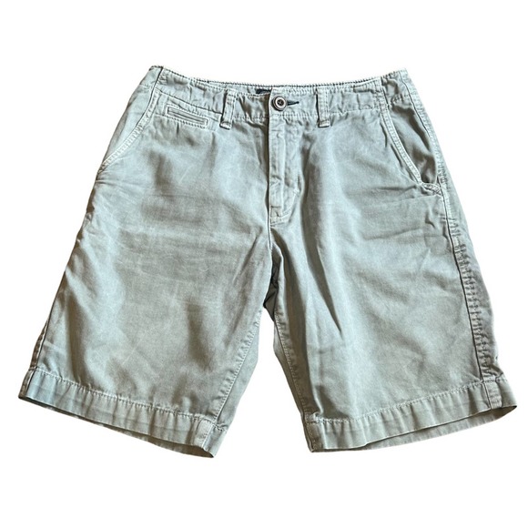 AMERICAN EAGLE OUTFITTERS Classic Mid Rise Tan Khaki Twill Shorts, size 28" - Picture 1 of 10